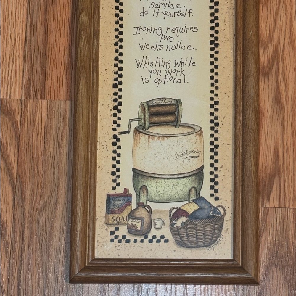 Laundry Rules Room Print, Vintage 90s Picture, Poem 6” x 21” - Picture 3 of 4